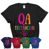 Qa Technician Rainbow Lettering Heart Shirt, Employee Appreciation Gifts