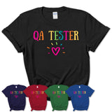 Qa Tester Rainbow Lettering Heart Shirt, Employee Appreciation Gifts