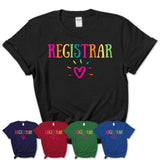 Registrar Rainbow Lettering Heart Shirt, Employee Appreciation Gifts