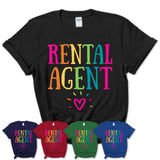 Rental Agent Rainbow Lettering Heart Shirt, Employee Appreciation Gifts