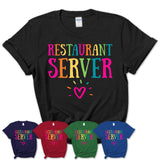 Restaurant Server Rainbow Lettering Heart Shirt, Employee Appreciation Gifts