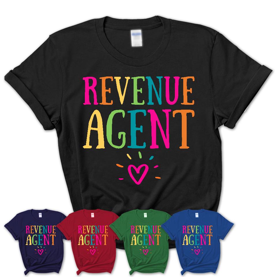 Revenue Agent Rainbow Lettering Heart Shirt, Employee Appreciation Gifts
