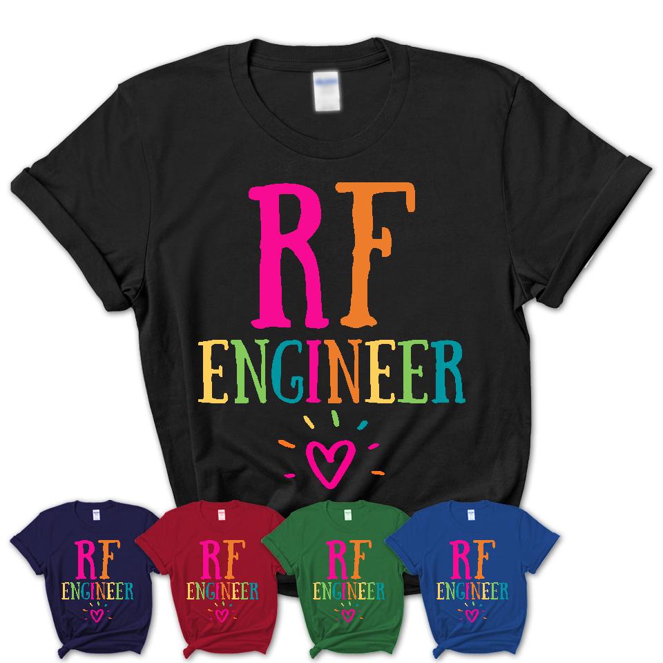 Rf Engineer Rainbow Lettering Heart Shirt, Employee Appreciation Gifts