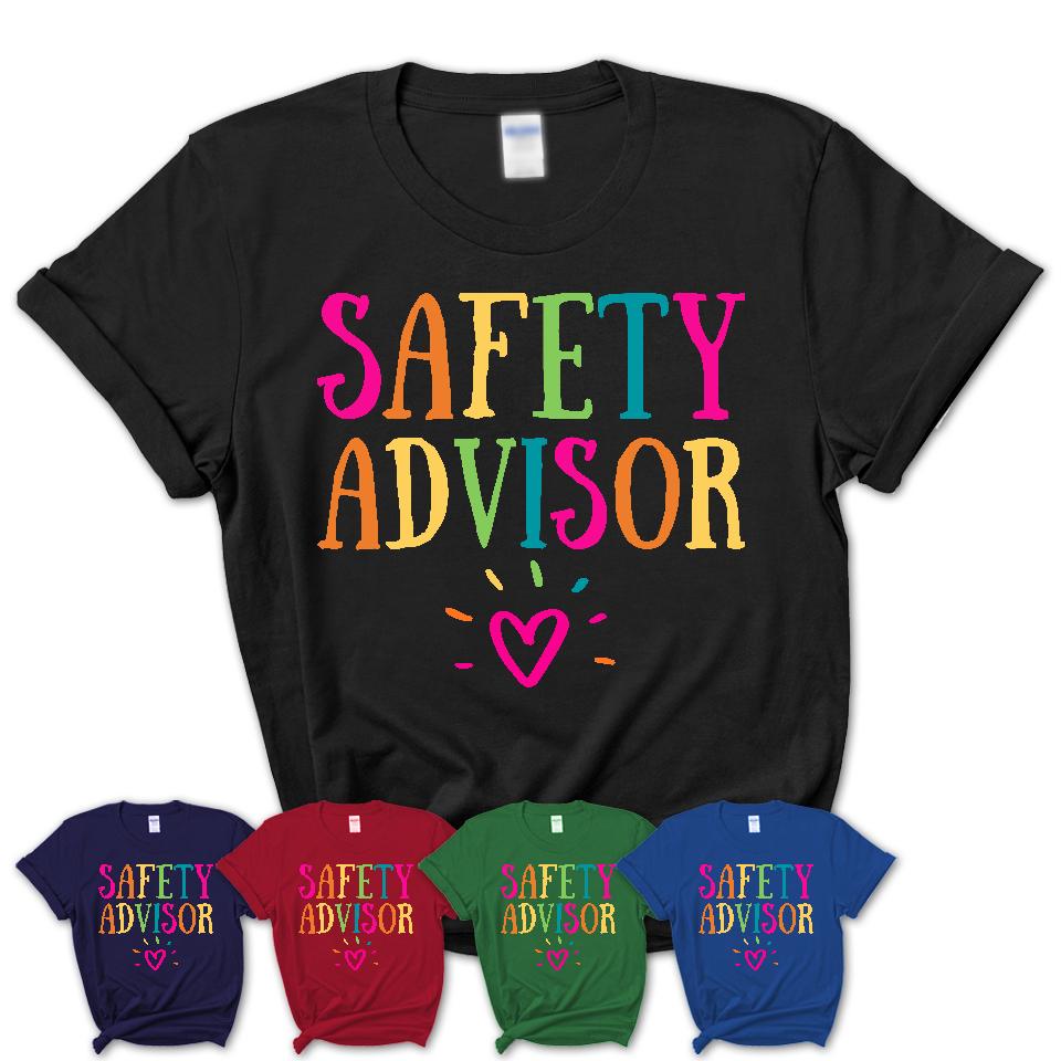 Safety Advisor Rainbow Lettering Heart Shirt, Employee Appreciation Gifts