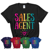 Sales Agent Rainbow Lettering Heart Shirt, Employee Appreciation Gifts
