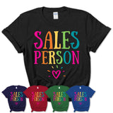 Sales Person Rainbow Lettering Heart Shirt, Employee Appreciation Gifts