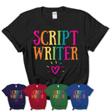 Script Writer Rainbow Lettering Heart Shirt, Employee Appreciation Gifts