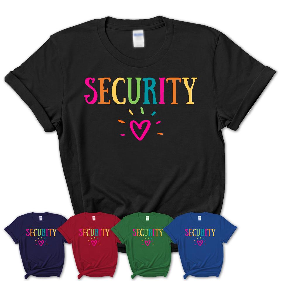 Security Rainbow Lettering Heart Shirt, Employee Appreciation Gifts