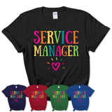 Service Manager Rainbow Lettering Heart Shirt, Employee Appreciation Gifts