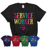 Service Worker Rainbow Lettering Heart Shirt, Employee Appreciation Gifts