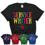 Service Writer Rainbow Lettering Heart Shirt, Employee Appreciation Gifts