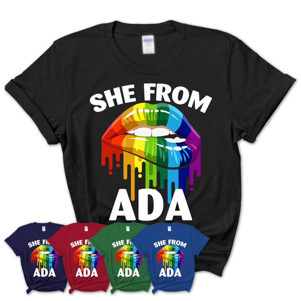 She From Ada Oklahoma T-Shirt LGBT Pride Sexy Lips Gift Shirt