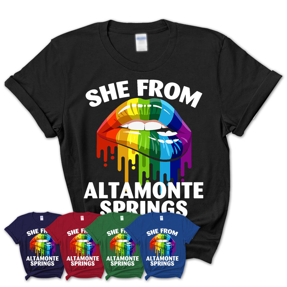 She From Altamonte Springs Florida T-Shirt LGBT Pride Sexy Lips Gift Shirt