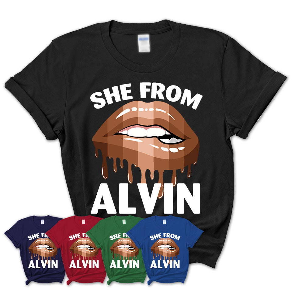 She From Alvin Texas T-Shirt Black Lives Matter Sexy Lips Girl Shirt