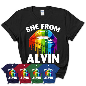 She From Alvin Texas T-Shirt LGBT Pride Sexy Lips Gift Shirt