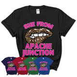 She From Apache Junction Arizona Gift Cheetah Leopard Sexy Lips Shirt