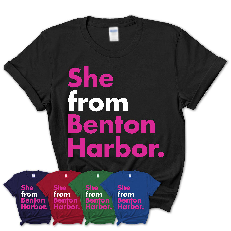 She From Benton Harbor Shirt Michigan State Birthday Gift For Her