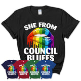 She From Council Bluffs Iowa T-Shirt LGBT Pride Sexy Lips Gift Shirt