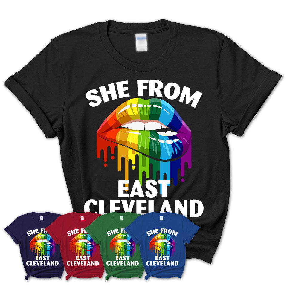 She From East Cleveland Ohio T-Shirt LGBT Pride Sexy Lips Gift Shirt