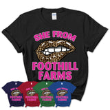 She From Foothill Farms California Gift Cheetah Leopard Sexy Lips Shirt
