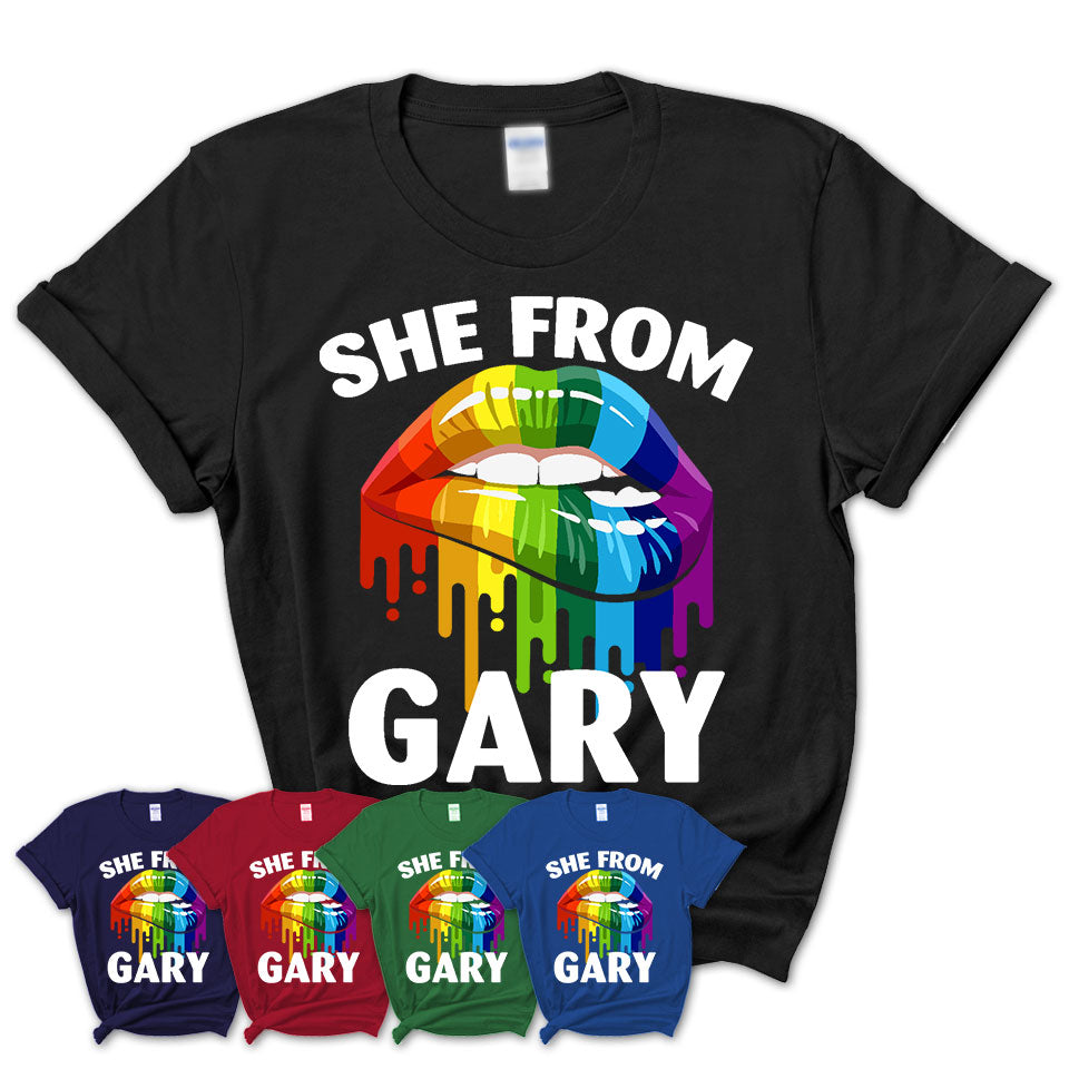 She From Gary Indiana T-Shirt LGBT Pride Sexy Lips Gift Shirt