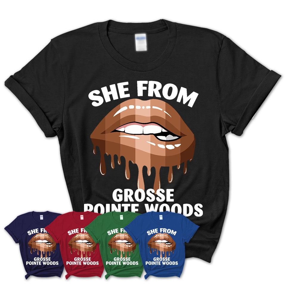 She From Grosse Pointe Woods Michigan T-Shirt Black Lives Matter Sexy Lips Girl Shirt