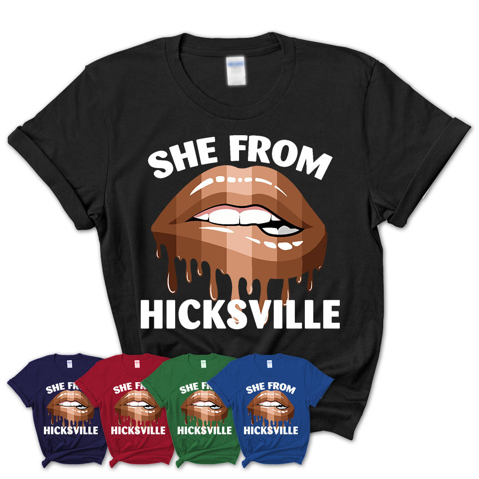 She From Hicksville New York T-Shirt Black Lives Matter Sexy Lips Girl Shirt