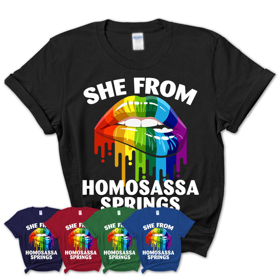 She From Homosassa Springs Florida T-Shirt LGBT Pride Sexy Lips Gift Shirt