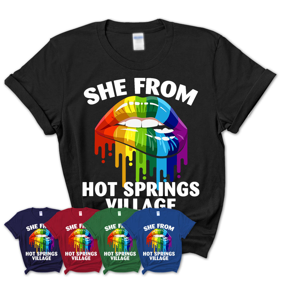 She From Hot Springs Village Arkansas T-Shirt LGBT Pride Sexy Lips Gift Shirt