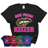 She From Keizer Oregon Gift Cheetah Leopard Sexy Lips Shirt
