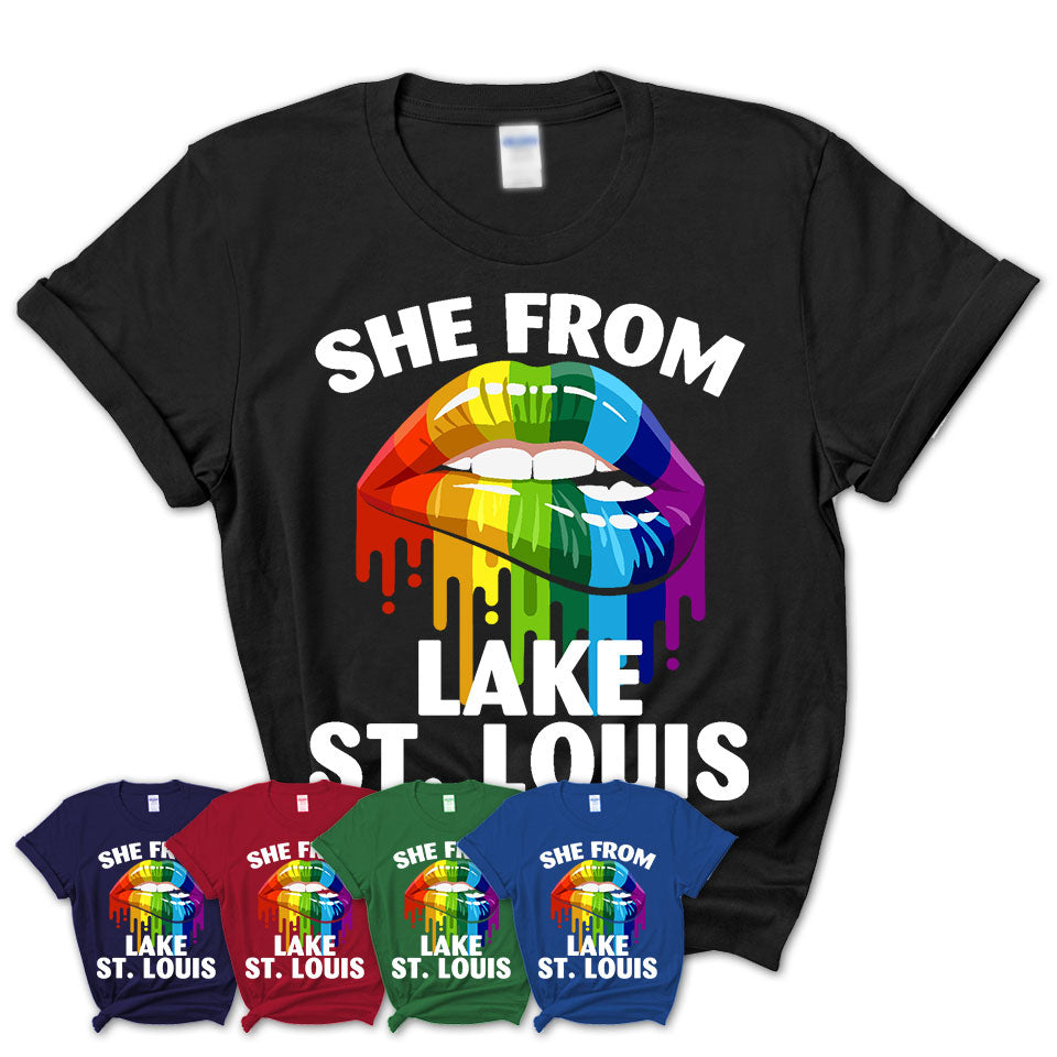 She From Lake St. Louis Missouri T-Shirt LGBT Pride Sexy Lips Gift Shirt