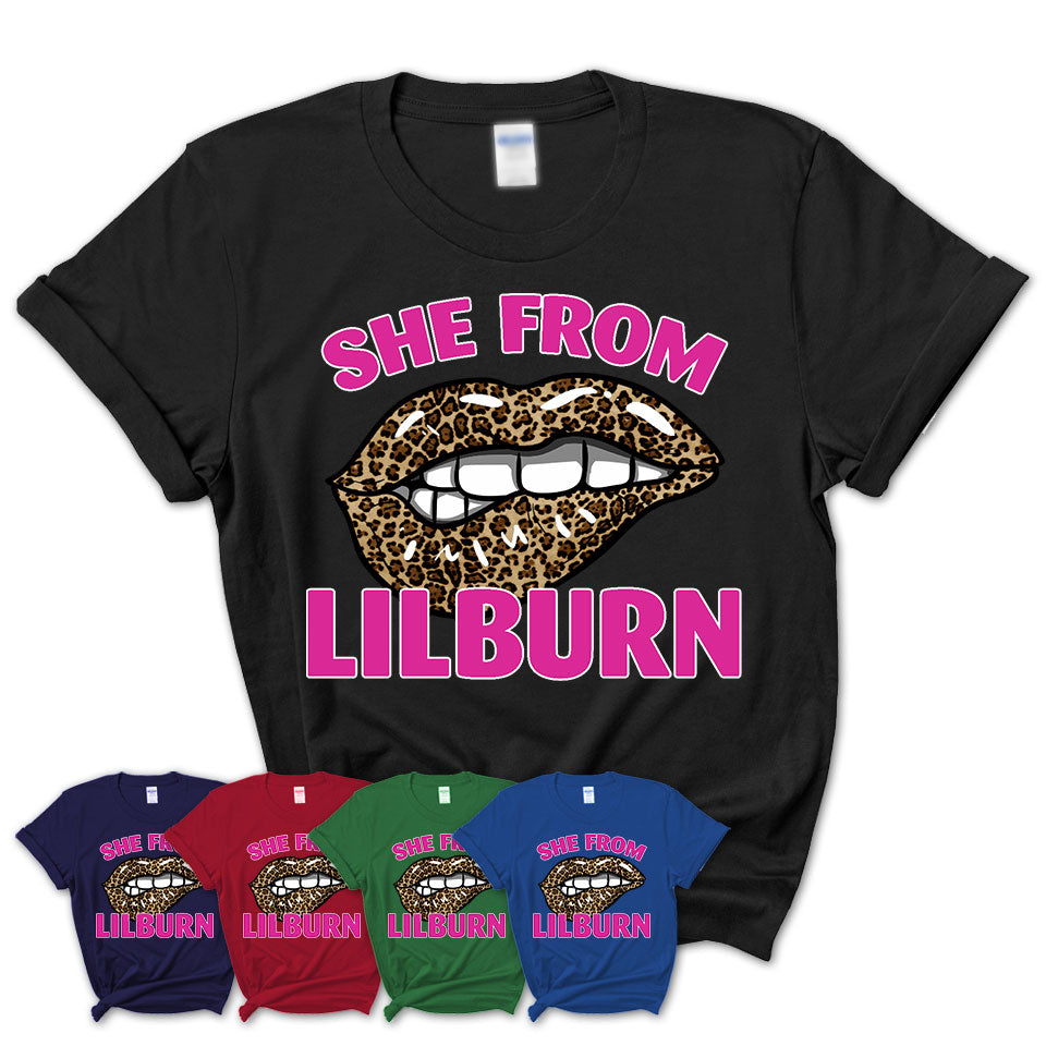 She From Lilburn Georgia Gift Cheetah Leopard Sexy Lips Shirt
