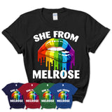 She From Melrose Massachusetts T-Shirt LGBT Pride Sexy Lips Gift Shirt