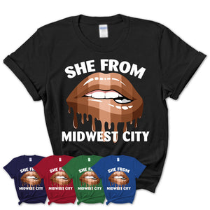 She From Midwest City Oklahoma T-Shirt Black Lives Matter Sexy Lips Girl Shirt
