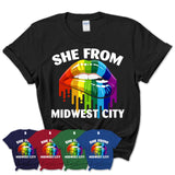 She From Midwest City Oklahoma T-Shirt LGBT Pride Sexy Lips Gift Shirt