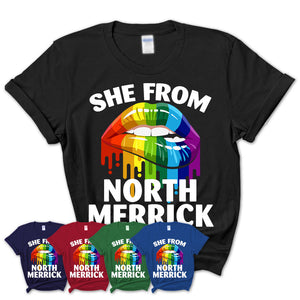 She From North Merrick New York T-Shirt LGBT Pride Sexy Lips Gift Shirt