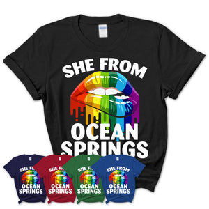 She From Ocean Springs Mississippi T-Shirt LGBT Pride Sexy Lips Gift Shirt