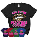 She From Peachtree Corners Georgia Gift Cheetah Leopard Sexy Lips Shirt