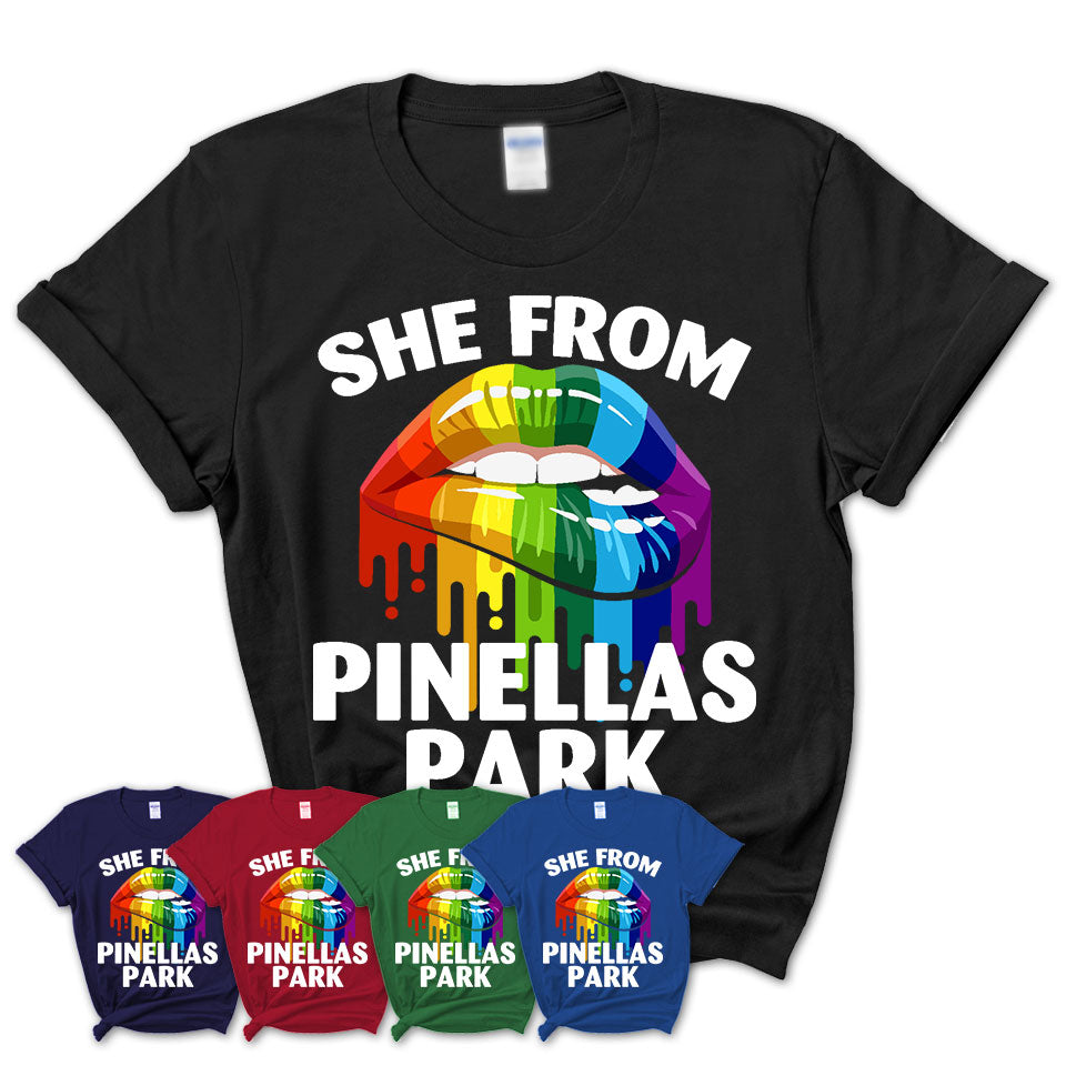 She From Pinellas Park Florida T-Shirt LGBT Pride Sexy Lips Gift Shirt