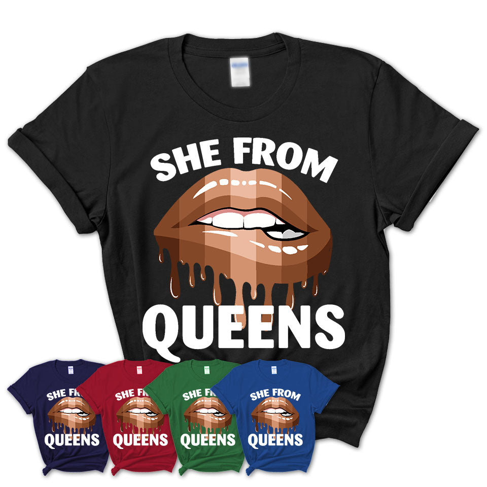 She From Queens New York T-Shirt Black Lives Matter Sexy Lips Girl Shirt