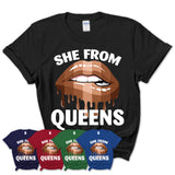 She From Queens New York T-Shirt Black Lives Matter Sexy Lips Girl Shirt