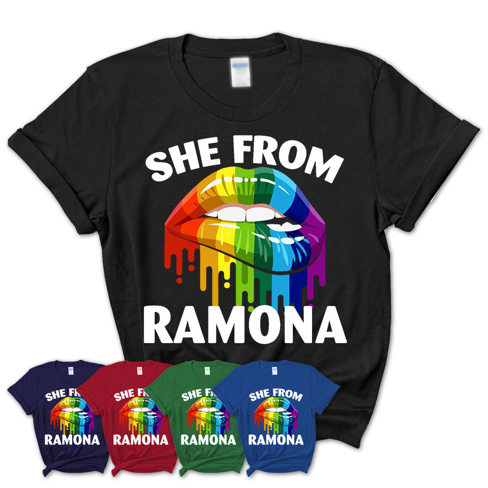 She From Ramona California T-Shirt LGBT Pride Sexy Lips Gift Shirt