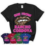 She From Rancho Cordova California Gift Cheetah Leopard Sexy Lips Shirt