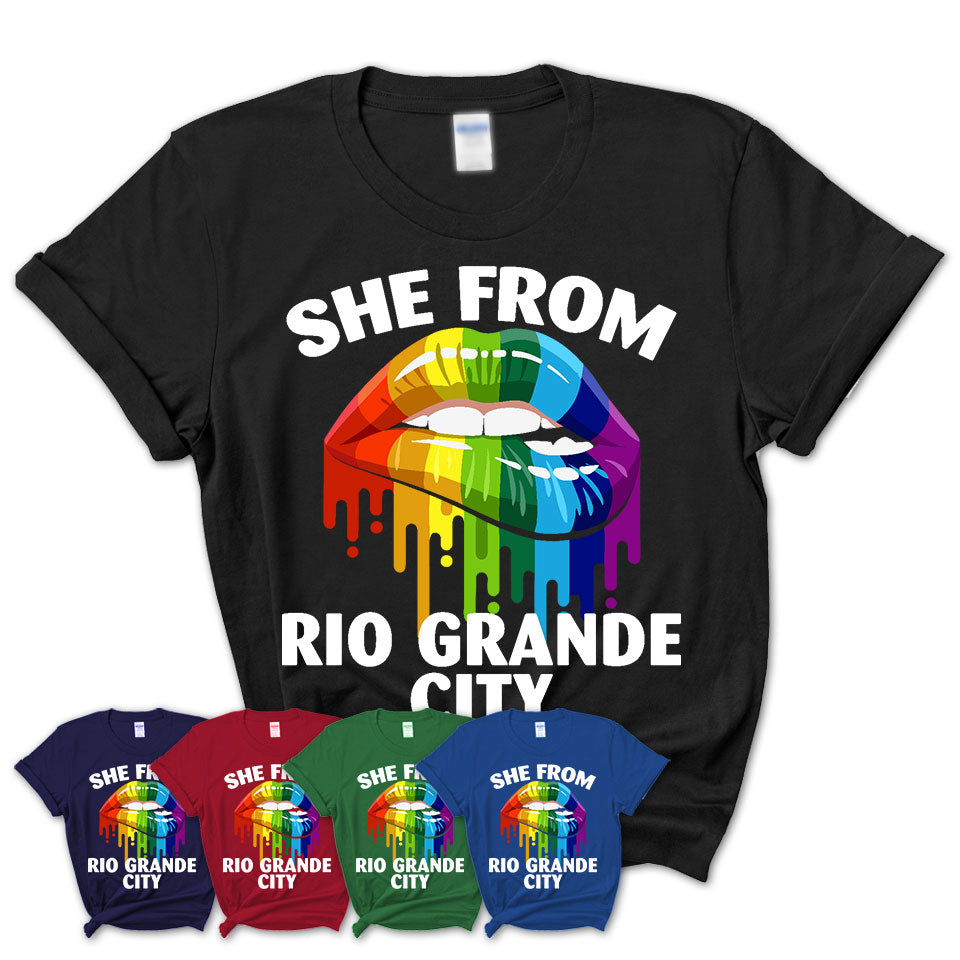 She From Rio Grande City Texas T-Shirt LGBT Pride Sexy Lips Gift Shirt