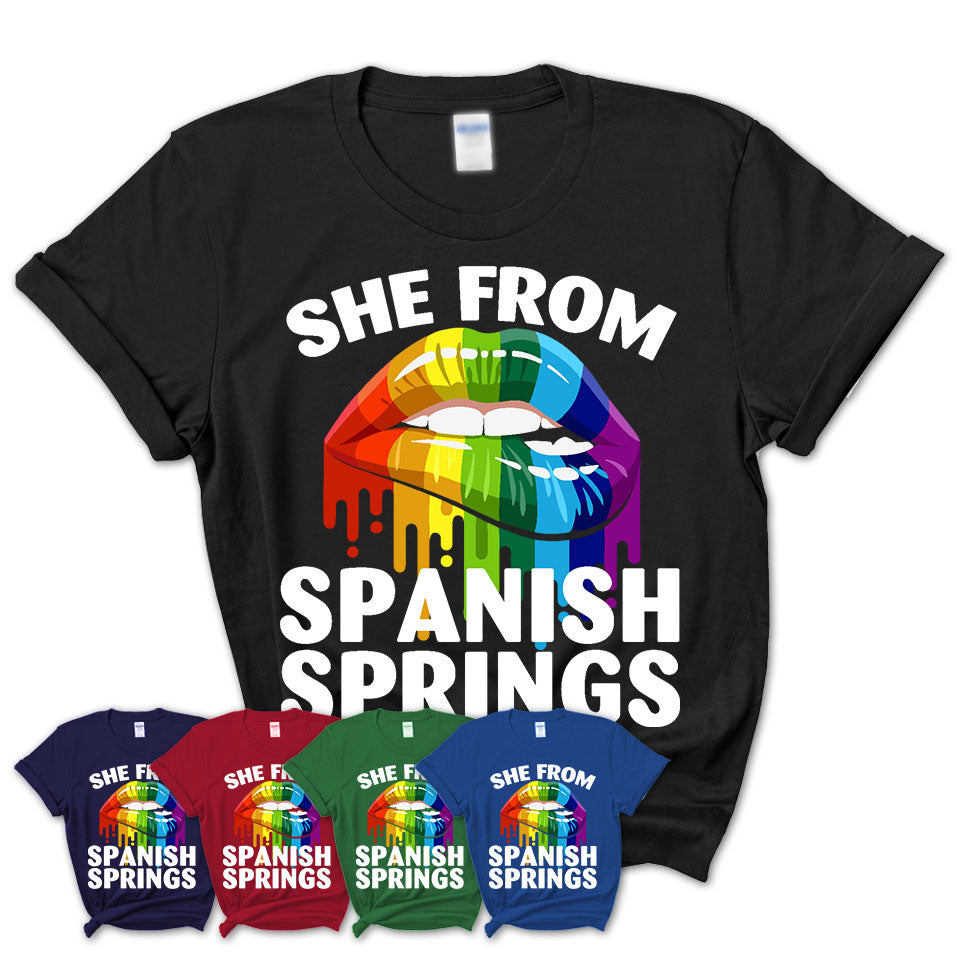 She From Spanish Springs Nevada T-Shirt LGBT Pride Sexy Lips Gift Shirt