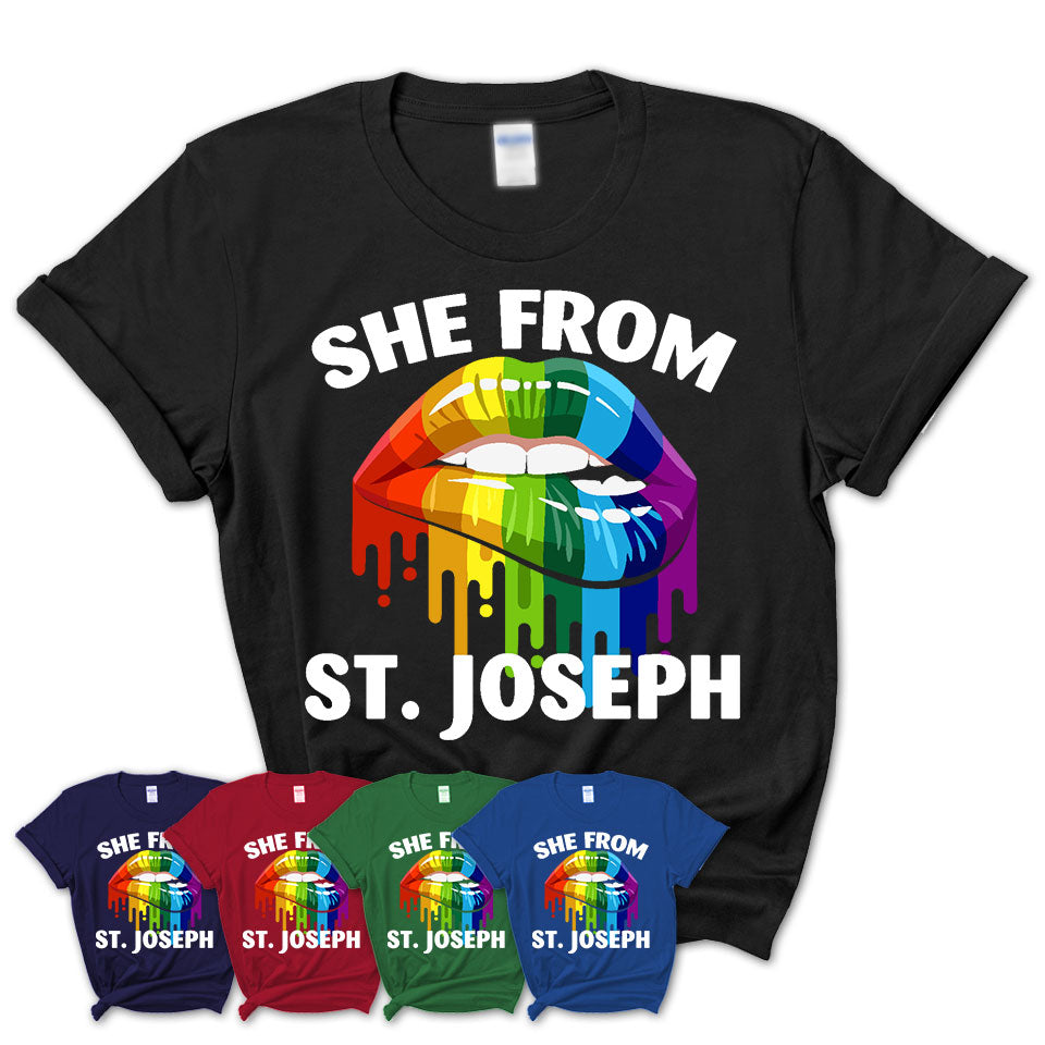 She From St. Joseph Missouri T-Shirt LGBT Pride Sexy Lips Gift Shirt