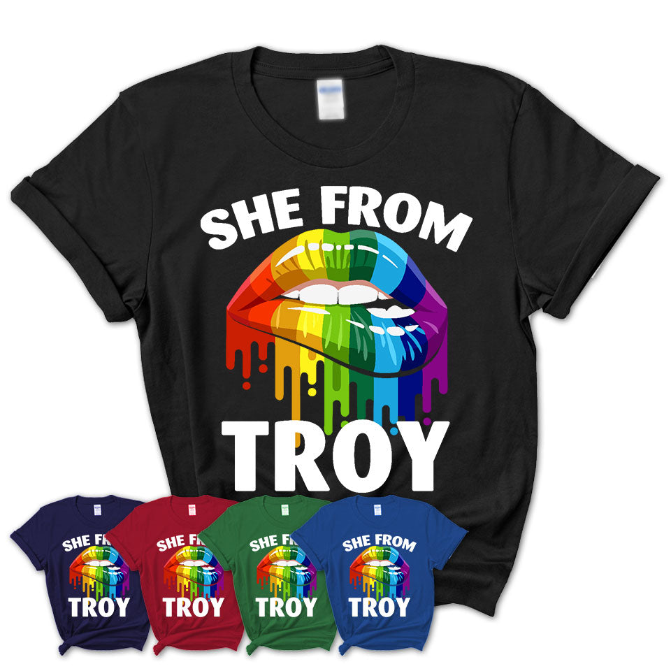 She From Troy Michigan T-Shirt LGBT Pride Sexy Lips Gift Shirt