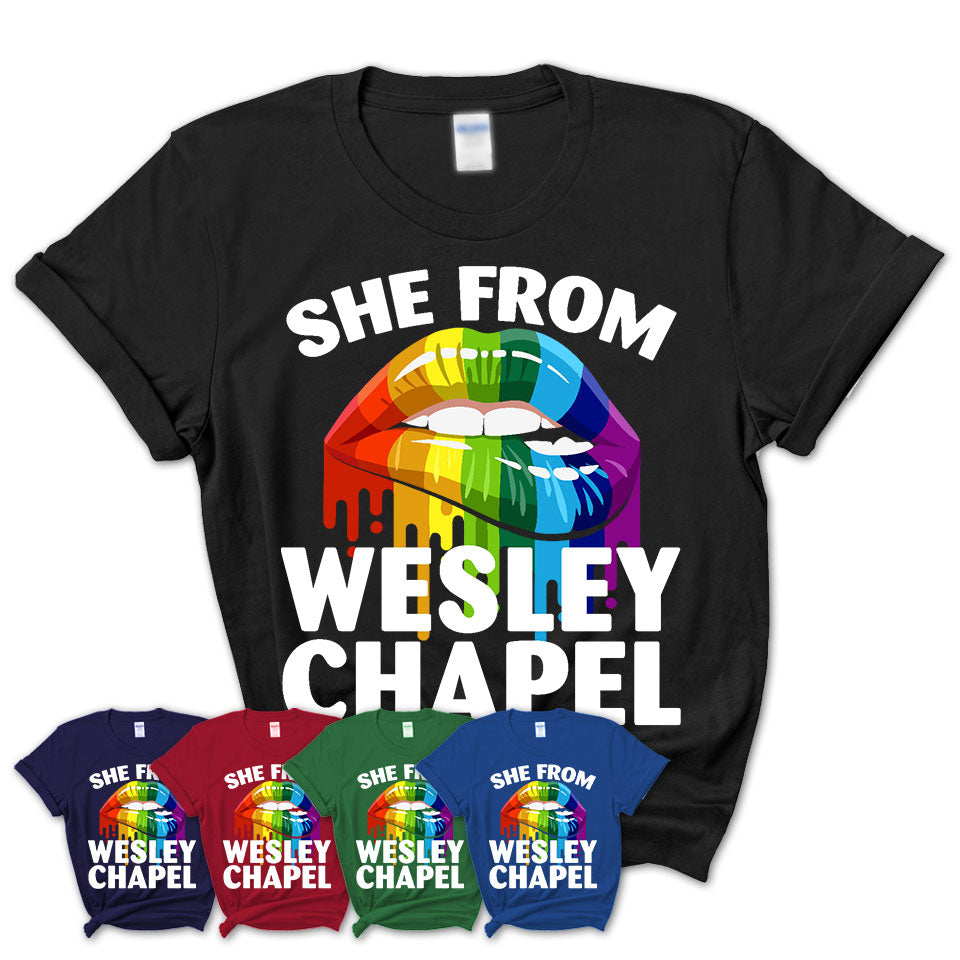 She From Wesley Chapel Florida T-Shirt LGBT Pride Sexy Lips Gift Shirt