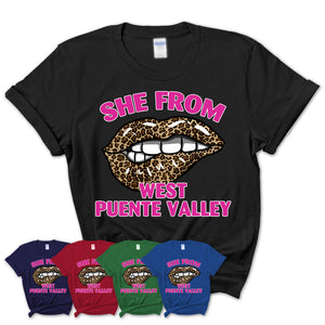 She From West Puente Valley California Gift Cheetah Leopard Sexy Lips Shirt