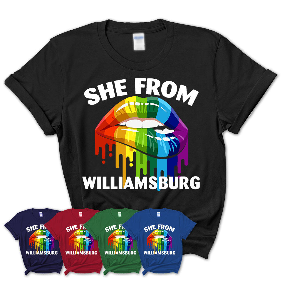 She From Williamsburg Virginia T-Shirt LGBT Pride Sexy Lips Gift Shirt